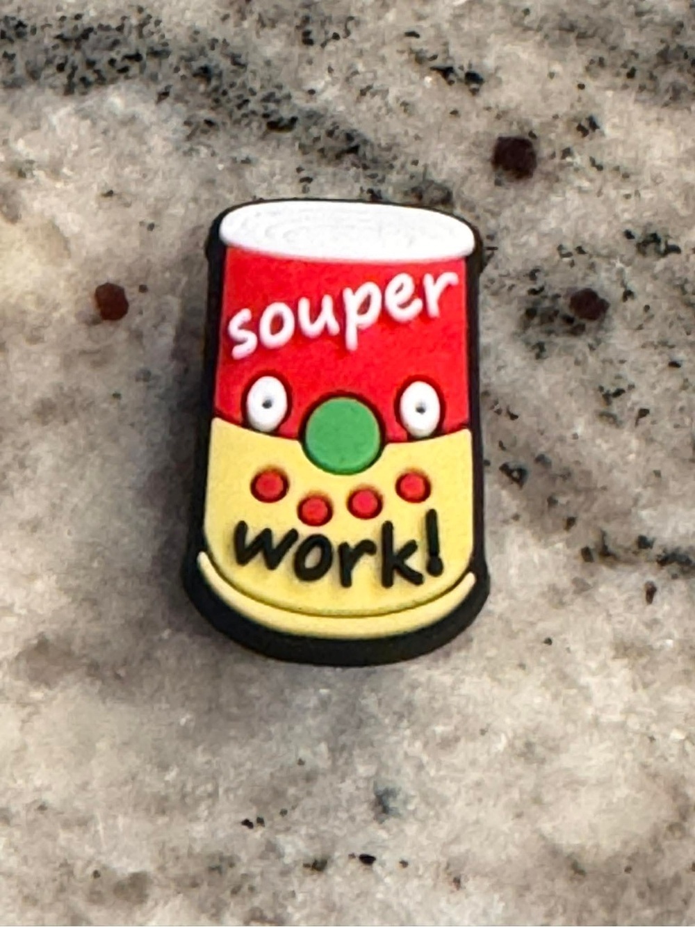 CROCS Jibbitz Pin - Red, Yellow, Green Accent "Souper Work!"